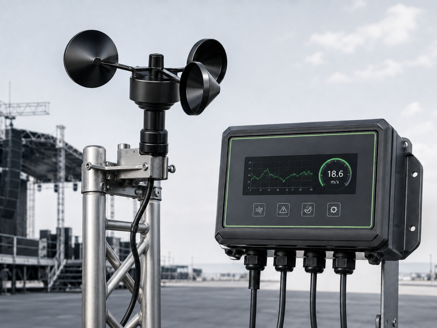 Windmesssystem mit Schalenanemometer und Anzeigeeinheit